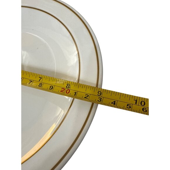 Corning Pyroceram Tableware Set of 4 White Brown Rim 9 Inch Plates - Picture 4 of 4